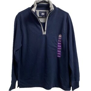ODA Rugby Shirt Mens Navy Blue Long Sleeve‎ Shirt 1/4 Zip Pullover NWT SZ.M